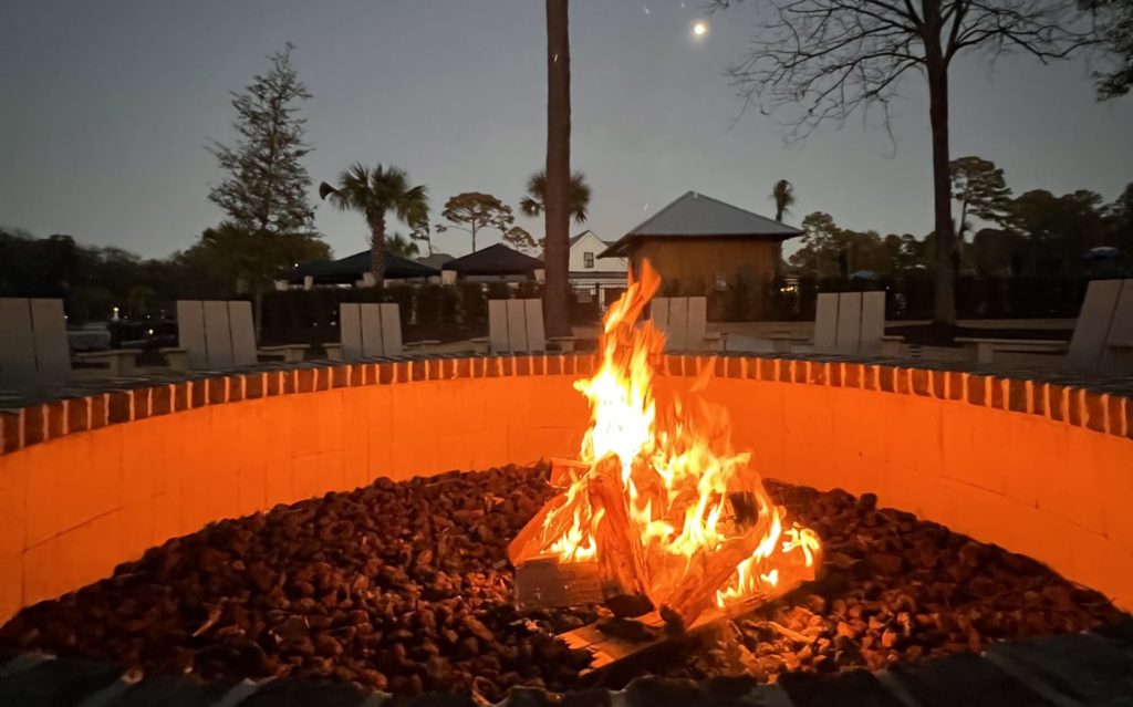 Hilton Head National - a fire pit with a fire in it